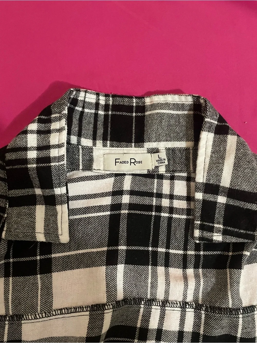 Fades Rose Black & White Plaid Button-Up Shirt - Picture 3 of 3